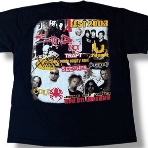 Vintage X fest 2003 Rock Numetal Music Festival T-Shirt Merch Sz Large Black S/S